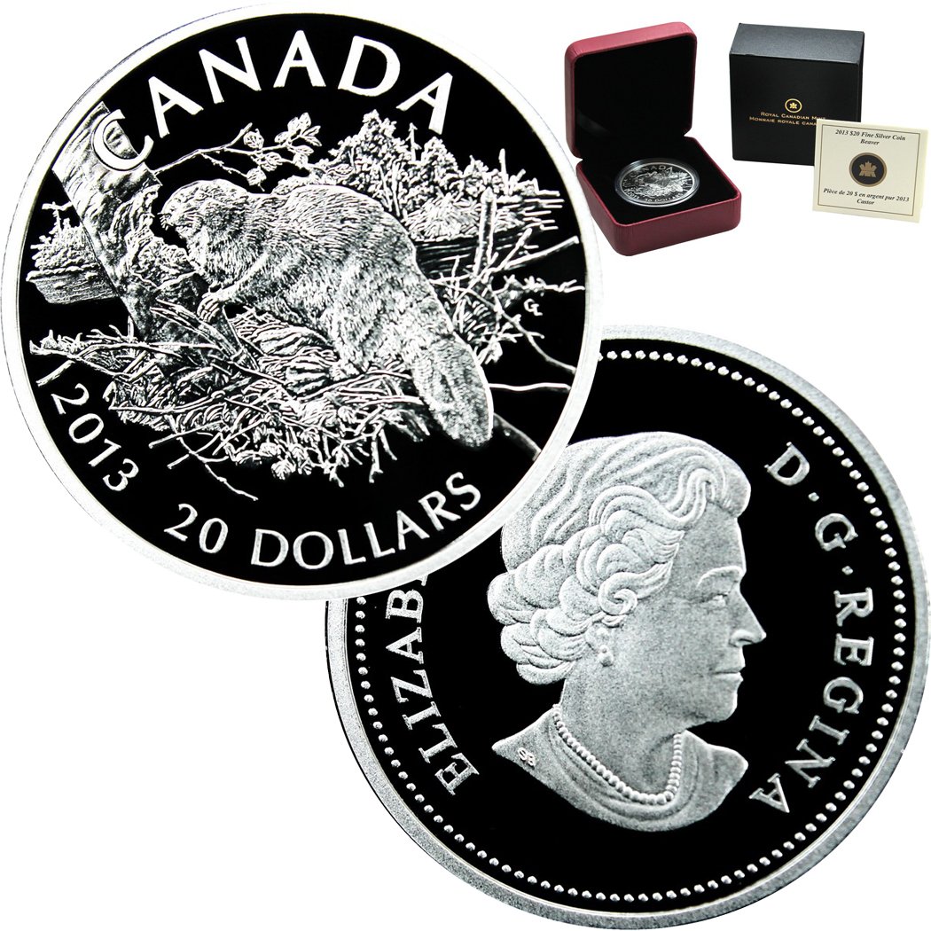 2013 1 Oz Proof Silver Canadian Beaver w/Box&CoA: 2013 1 Oz Proof Silver Beaver w/Box&CoA
