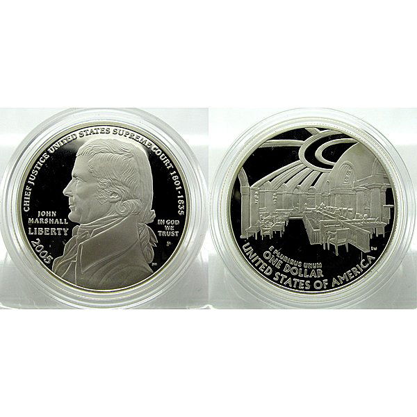 2005-P Chief Justice J Marshall Proof Silver Dollar: 2005-P Chief Justice J Marshall Proof Silver Dollar. Product Specifications: This Coin Commemorates the 250th Anniversary of Chief Justice John Marshall's Birth. Year : 2005. Condition: Proof. Denomin