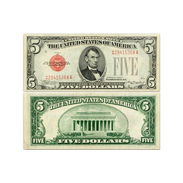 1928 $5 Bill - Red Seal Note - Very Fine: 1928 $5 Bill - Red Seal Note are in Very Fine Condition.
