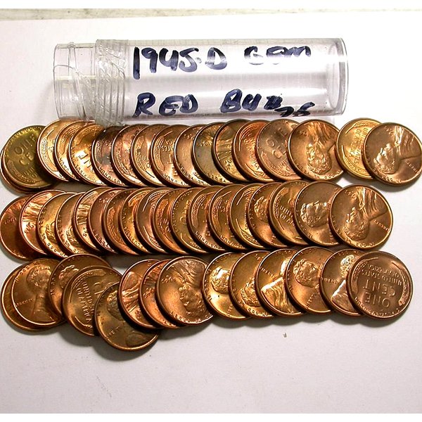 1945-D Lincoln Wheat Penny Roll - BU: 1945-D Lincoln Wheat Penny Roll - BU