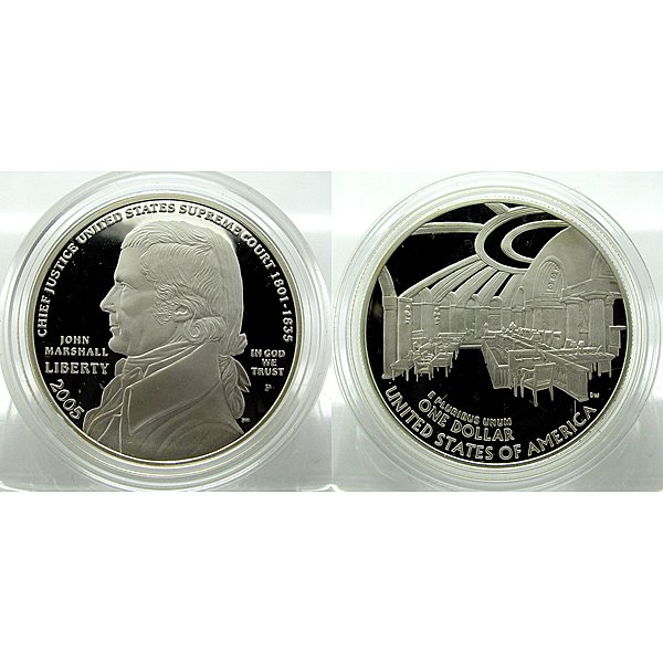2005-P Chief Justice J Marshall Proof Silver Dollar: 2005-P Chief Justice J Marshall Proof Silver Dollar. Product Specifications: This Coin Commemorates the 250th Anniversary of Chief Justice John Marshall's Birth. Year : 2005. Condition: Proof. Denomin