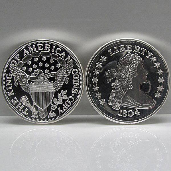 1 Oz 1804 Silver Dollar Design .999 Fine Silver Round: 1 Oz 1804 Silver Dollar Design .999 Fine Silver Round. Made in USA.