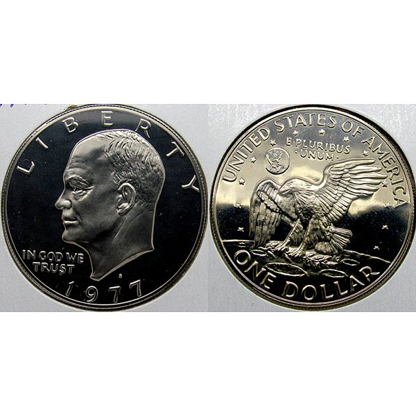 1977-S Eisenhower Ike Dollar Gem Proof Coin: 1977-S Eisenhower Ike Dollar Gem Deep Cameo Proof Coin *Free shipping for all domestic orders over $50. **Use this stock photograph as an indicator of the quality of the coin(s) you will receive. ***M