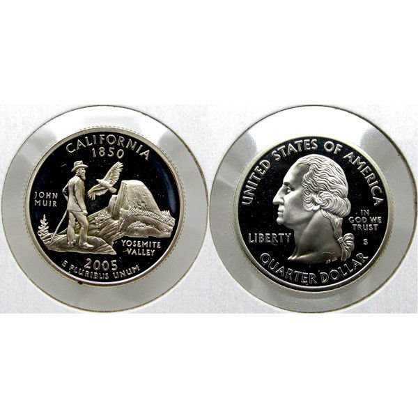 2005-S California (90% Silver) State Quarter Proof: 2005-S California (90% Silver) State Quarter - Gem Deep Cameo Proof Coin *Free shipping for all domestic orders over $50. **Use this stock photograph as an indicator of the quality of the coin(s) you