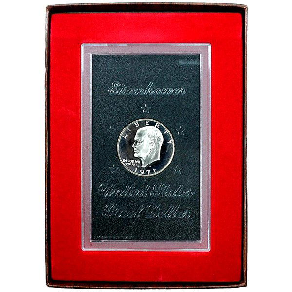 1971-S Eisenhower Dollar 40% Silver Proof OGP: 1971-S Eisenhower Ike Dollar 40% Silver Gem Deep Cameo Proof Coin in Original Government Packaging *Free shipping for all domestic orders over $50. **Use this stock photograph as an indicator of the q