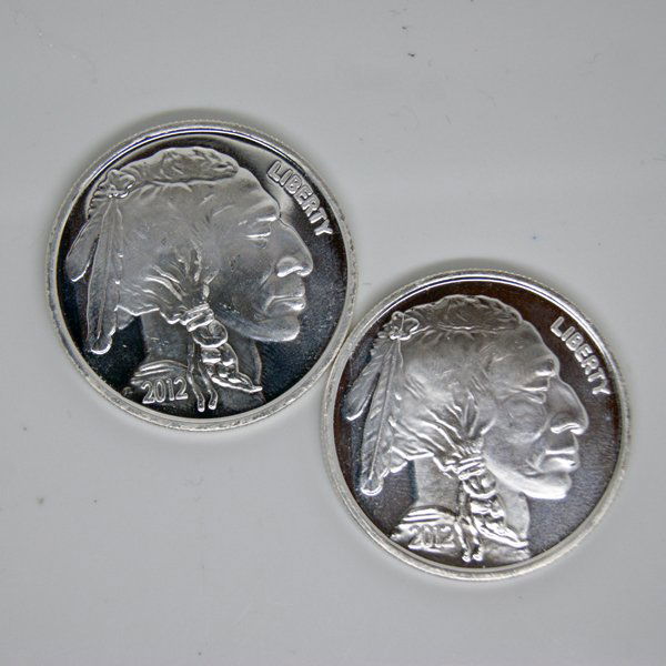 1 Oz Buffalo Design .999 Silver Bars 2-Bar Set: 1 Oz Buffalo Design .999 Silver Bars 2-Coin Set