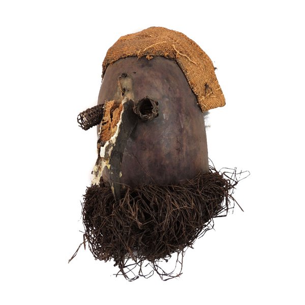 Early 1900's Cultural Tribal Carved Wood Mask: Early 1900's Authentic Cultural Tribal Male Wooden Mask from Angola - Carved Wood and Natural Fibers - Very Fine Condition Dimensions: 11" H Weight: SHIPPING - Free shipping. - Actual picture. RETURN