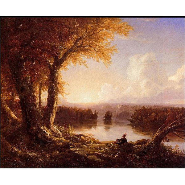 "Indian at Sunset" by Thomas Cole Oil Painting: "Indian at Sunset" by Thomas Cole Oil Painting on Canvas Reproduction 20" x 24" 24" x 36" - $220 30" x 40" - $310 36" x 48" - $350 40" x 60" - $390 48" x 60" - $430 48" x 72" - $470 This reproduction