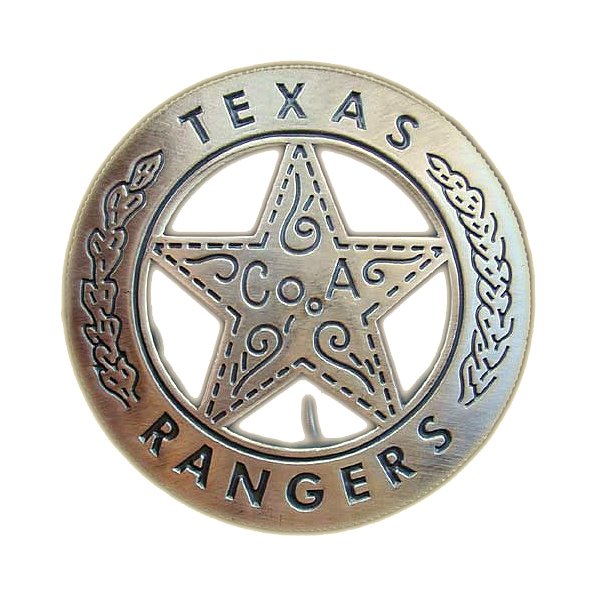 Ranger Badge Texas Rangers: Ranger Badge Texas Rangers Replica - Authentic replica; actual size and weight - Made of quality metal Dimensions: 2" x 2" - Photos of products are a representation of the item you will receive and ma