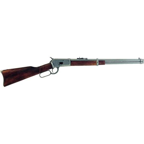 Model 1860 Henry Rifle Metal Finish: Model 1860 Henry Rifle Metal Finish Non-Firing Replica - The tubular magazine under the 24" octagonal barrel held 15 x .44 caliber metal cartridges. It features a working lever action, metal butt plat