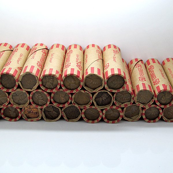 Roll (50) of (1909-1958) Lincoln Wheat Cents: Roll (50) of (1909-1958) P D S Lincoln Wheat Cents - Clad Steel - G to XF - Photos of products are a representation of the item you will receive and may or may not be the actual item you will receive.