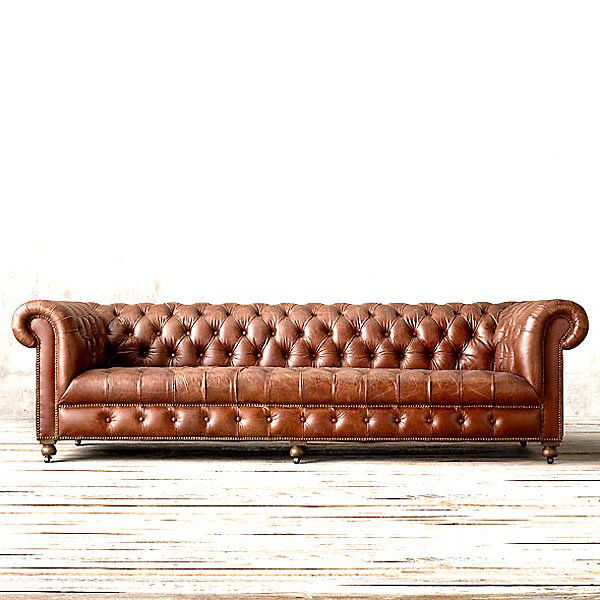 Chesterfield Leather Sofa Old Saddle Brown