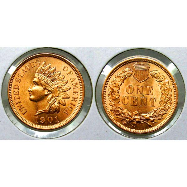 1901 Indian Head Cent - Red Gem BU - MS+++ (1 of 1)