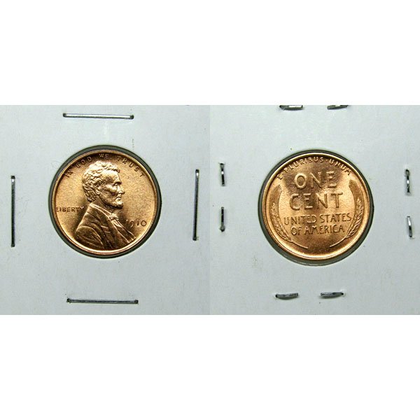 1910 P Lincoln Wheat Cent - Red Gem BU (1 of 1)