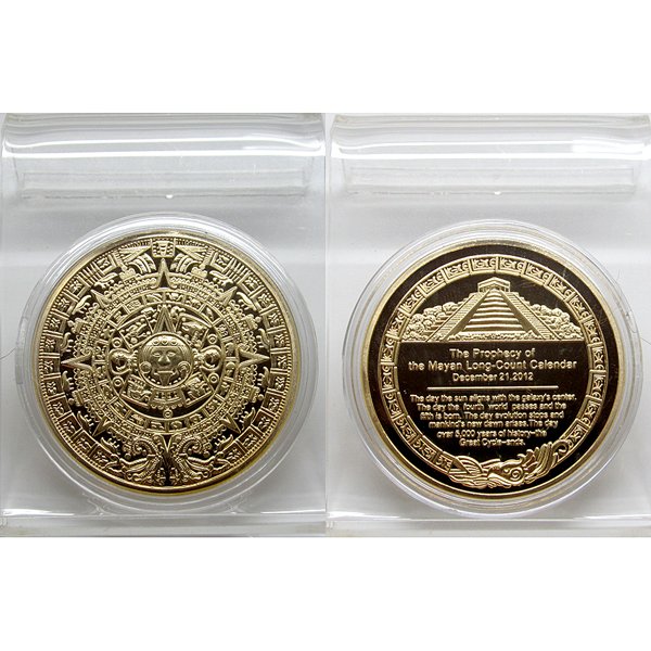 1 Oz 2012 Mayan Prophecy Calendar Gold Plated Round: 1 Oz 2012 Mayan Prophecy Calendar 24k Gold Plated Art Round DESCRIPTION: - 24k Gold Plated - Brilliant Uncirculated - Photos of products are a representation of the item you will receive and may or ma