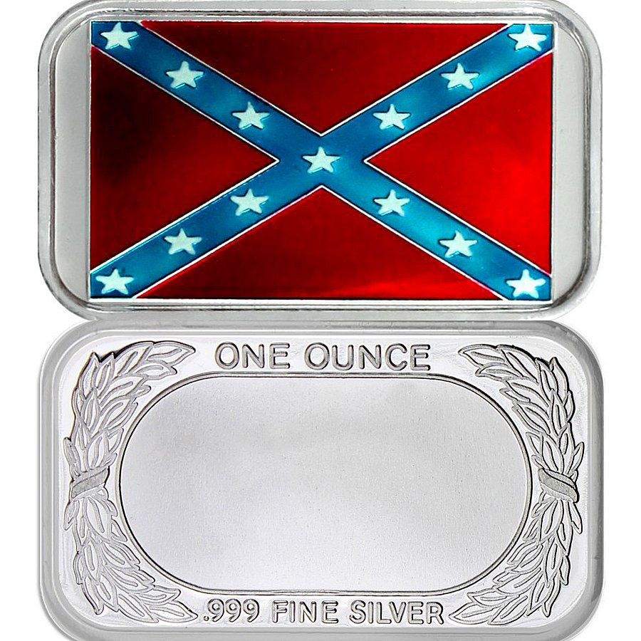 1 Oz Confederate Flag .999 Silver Bar - Colorized (1 of 1)