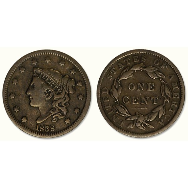 1838 Coronet Head Large Cent - Fine (1 of 1)