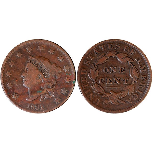 1831 Coronet Head Large Cent - Very Good (1 of 1)