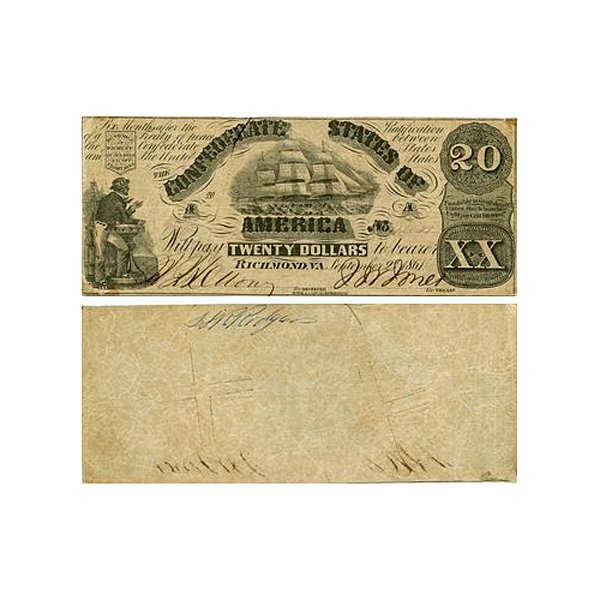 1861 $20 Confederate Note - Extra Fine (1 of 1)