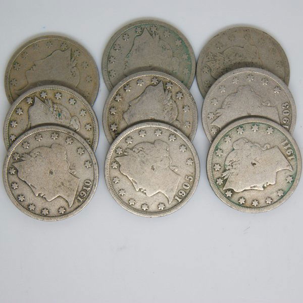 9-Coin Set Liberty Head V Nickel - Full Date (1 of 1)