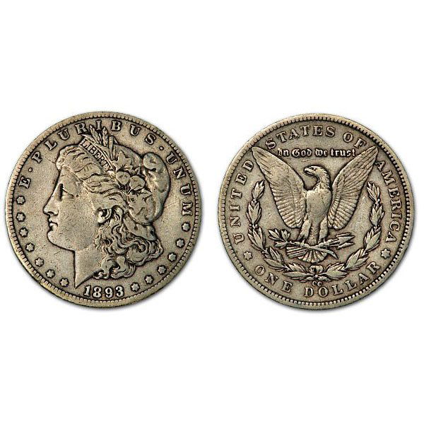 1893 CC Morgan Silver Dollar - VF (1 of 1)