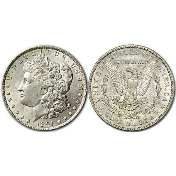1891 S Morgan Silver Dollar - AU (1 of 1)