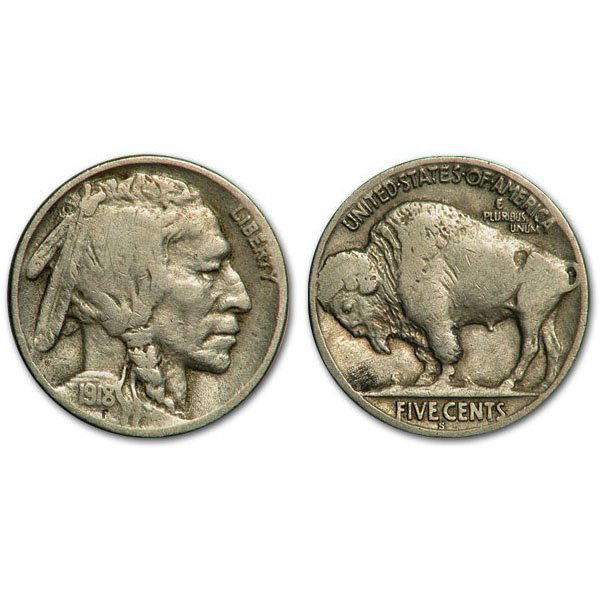 1918 S Buffalo Nickel - Fine - 1/2 Horn (1 of 1)