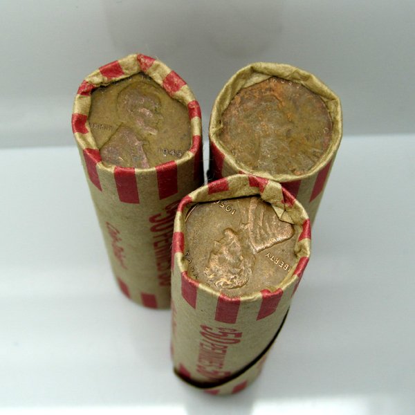 3 Rolls (150) of (1909-1958) Lincoln Wheat Cents (1 of 1)