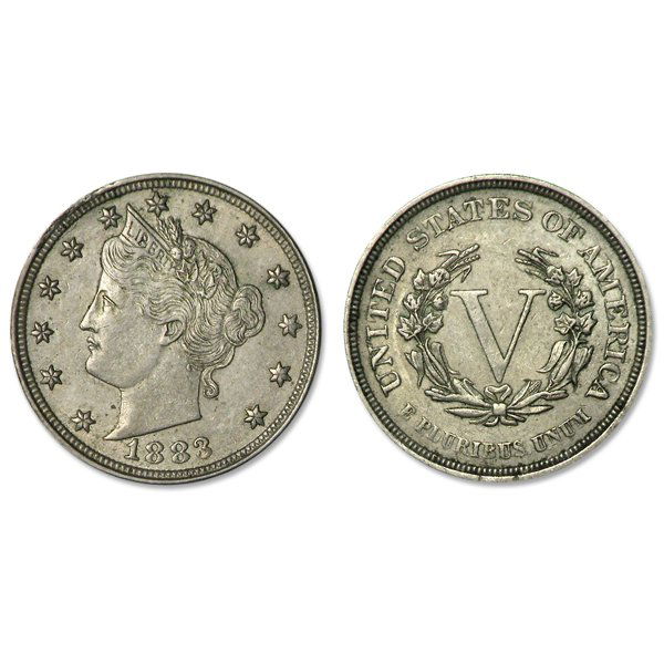 1883 Liberty Head V Nickel - No Cent - AU (1 of 1)