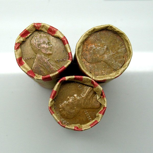 3 Rolls (150) of (1909-1958) Lincoln Wheat Cents (1 of 1)