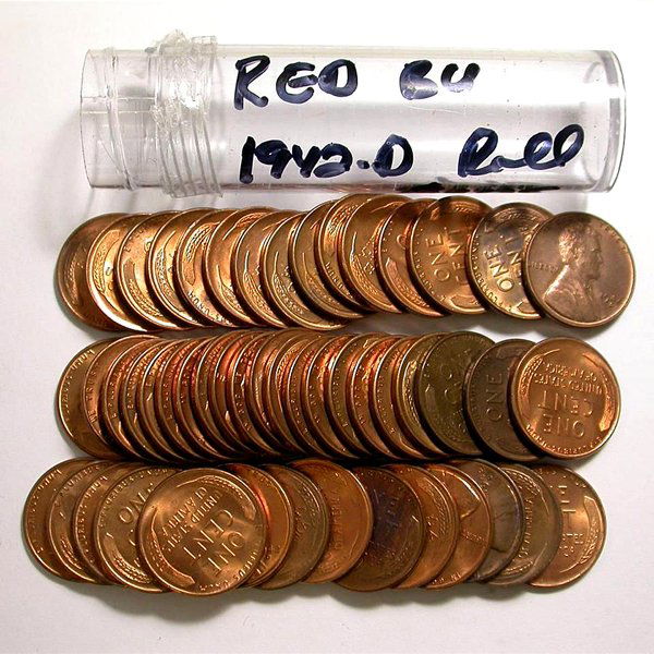 1942 D Lincoln Wheat Penny Roll - BU: 1942 D Lincoln Wheat Penny Roll - BU - Clad Cooper - Brilliant Uncirculated - Photos of products are a representation of the item you will receive and may or may not be the actual item you will receiv