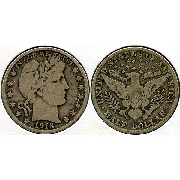 1913 S Barber Half Dollar - Fine (1 of 1)