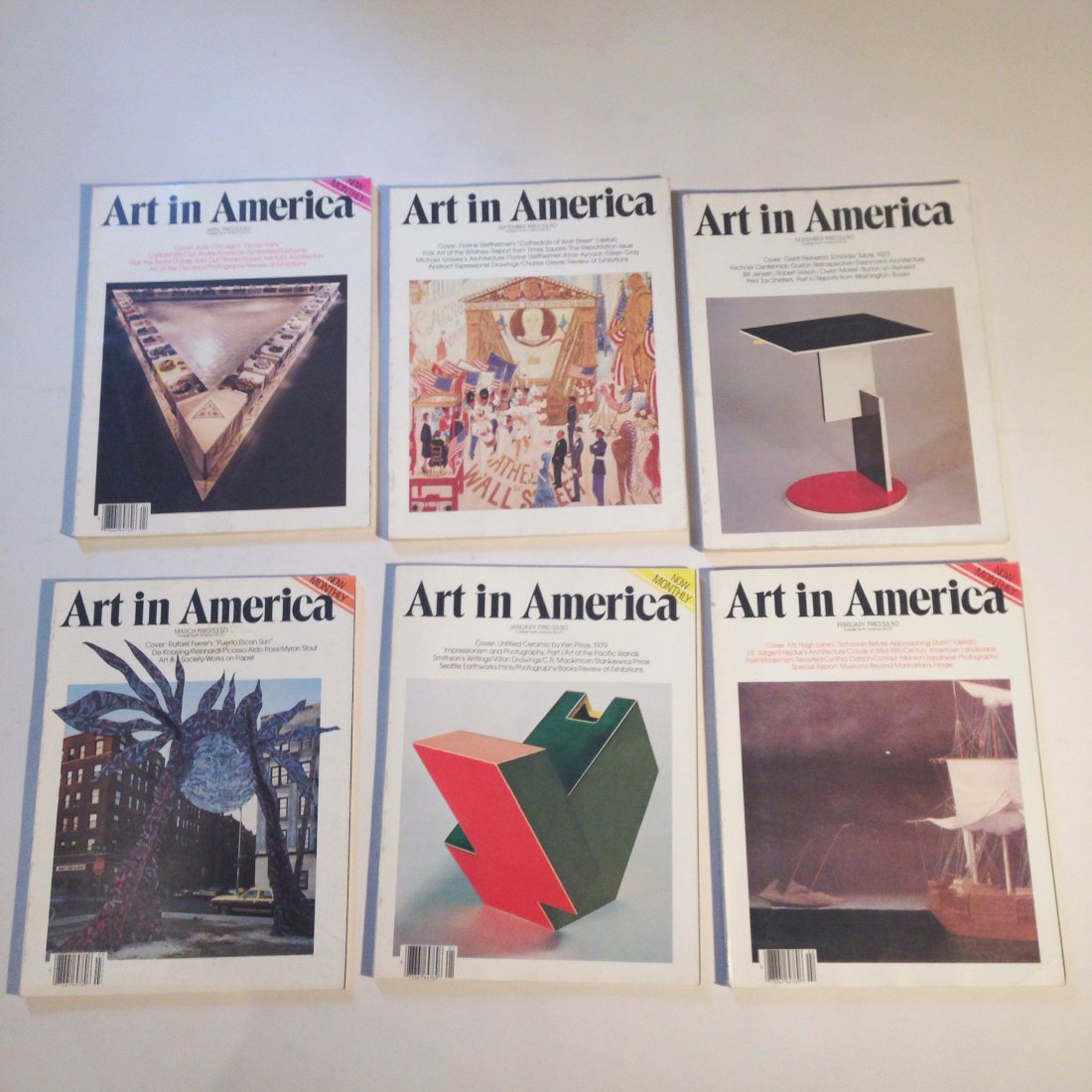 Art in American, 1980-1984, 13 vols: Art in America, 13 volumes. 1980: complete (10 vols). 1983: Nov and Dec. 1984: Feb.
