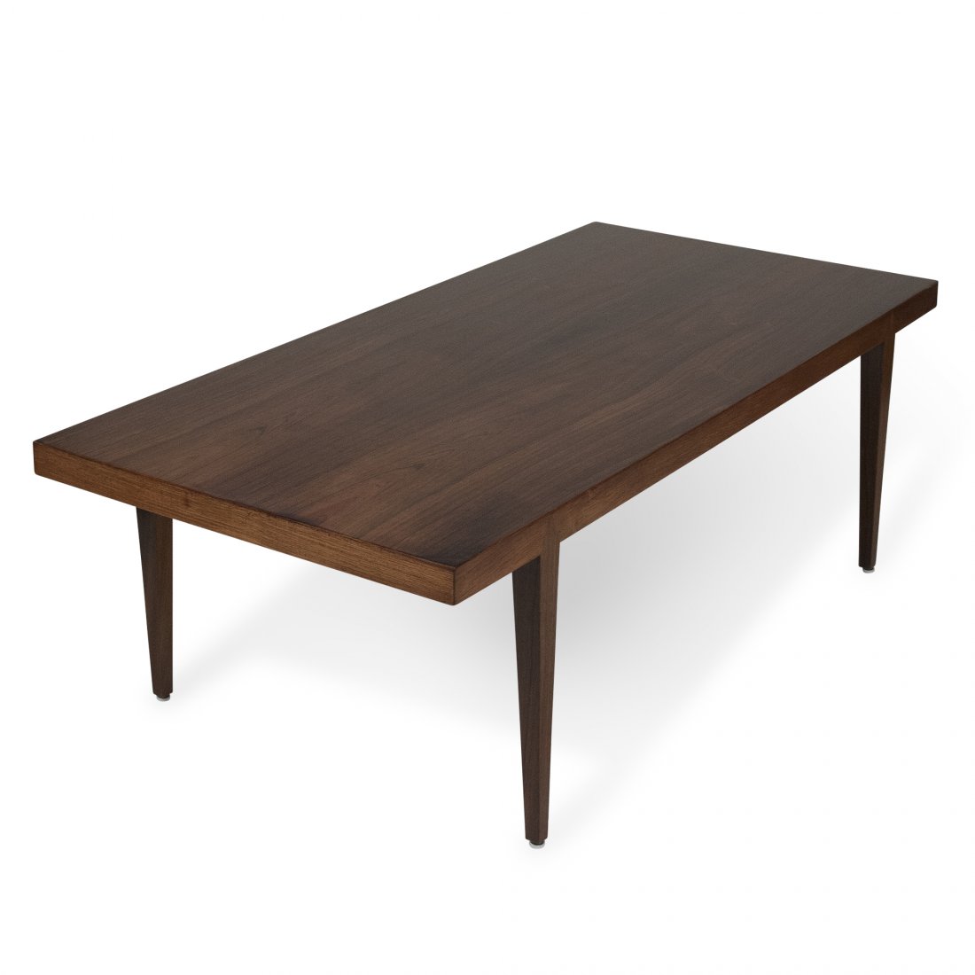 Severin Hansen Rosewood Coffee Table: Elegant Mid-Century modern Danish coffee table in solid rosewood with rosewood veneer top. A simple understated design that is Severin Hansen's work for Haslev with its inverted 'V' joints at the top
