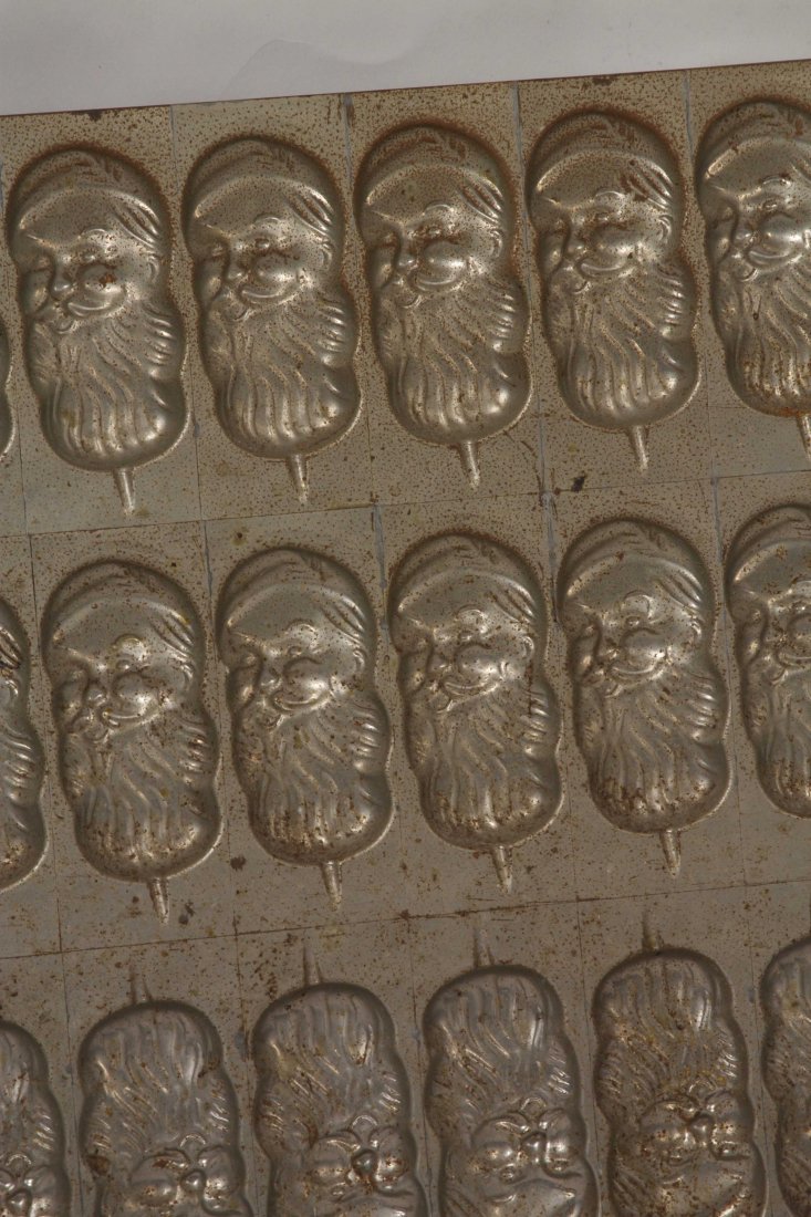 Tin Santa Chocolate Mold, Old: Nice large tin santa chocolate mold. Early 20th century.