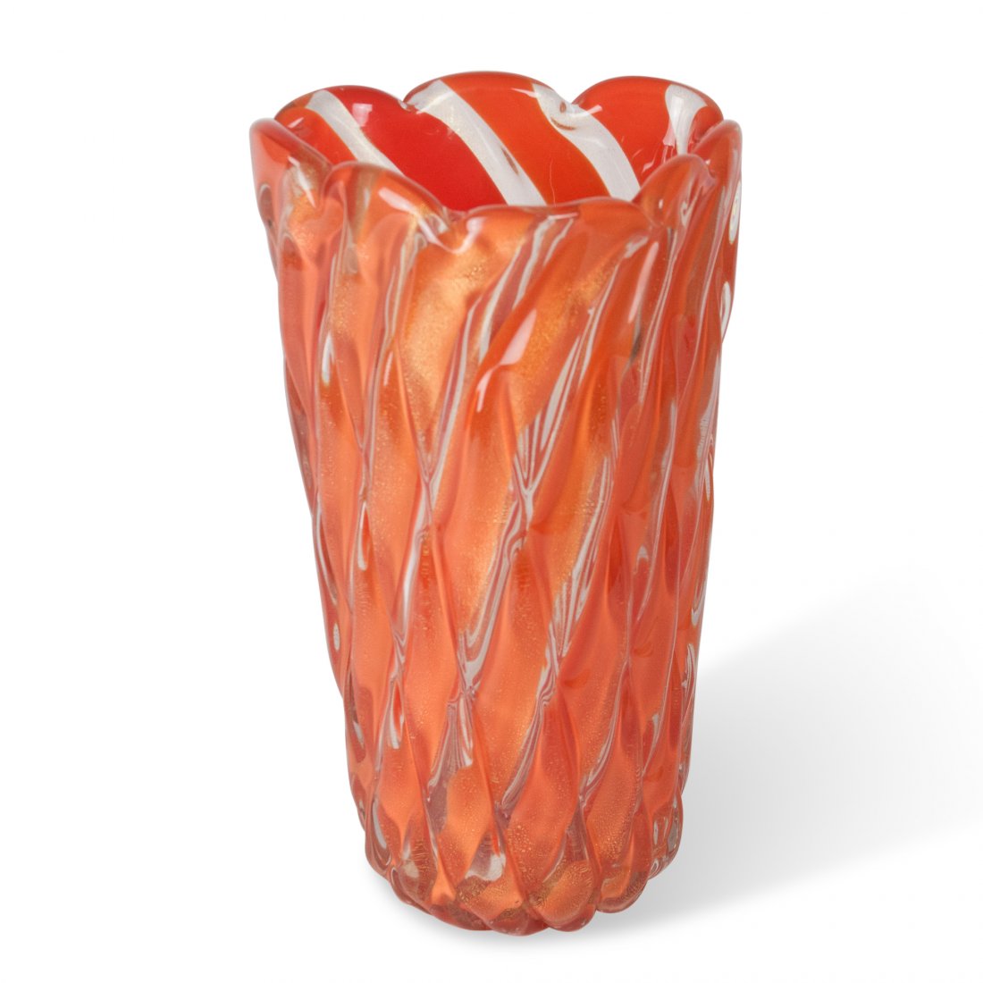 Orange Cased Glass Vase by Barovier (1 of 5)