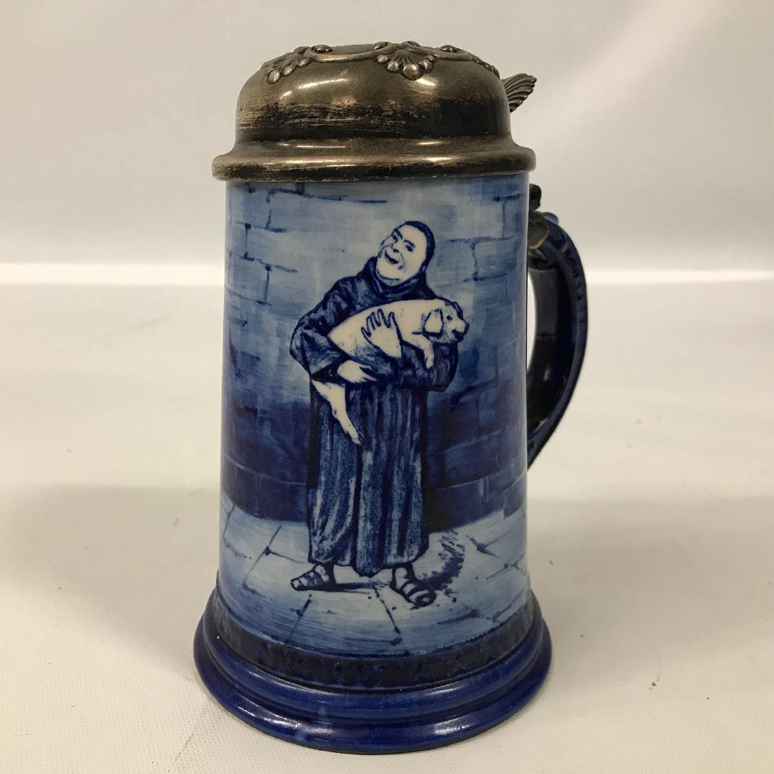 Sterling Lid Stein Friar Monk with Pig (1 of 8)