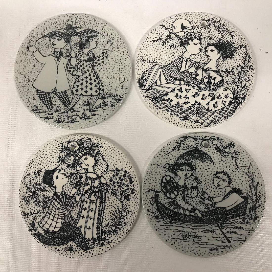 Bjorn Wiinblad, April, May, June, July Wall Hangings,: Bjorn Wiinblad, April, May, June, July Wall Hangings, Nymolle Denmark, 6 inch dia
