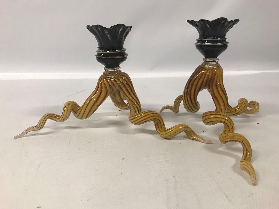 Murano Art Glass Candle Holders, Pair (1 of 7)