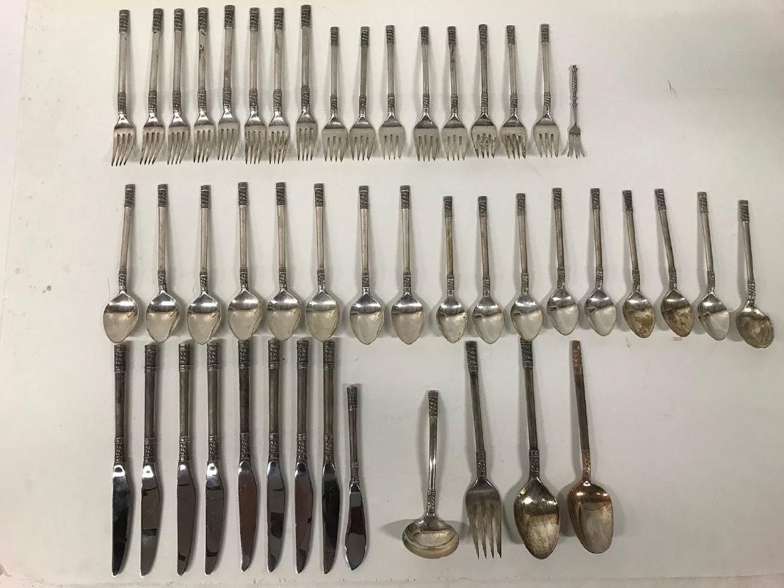 Wallace Silversmiths Sterling Silver Flatware, Aegean: Wallace Sterling Silver Flatware, 2360g Total Weight, 1784g Without Knives