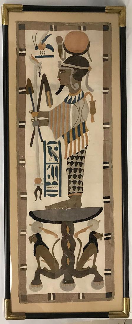 1960s Egyptian Pharaoh Framed Applique Tapestry (1 of 6)