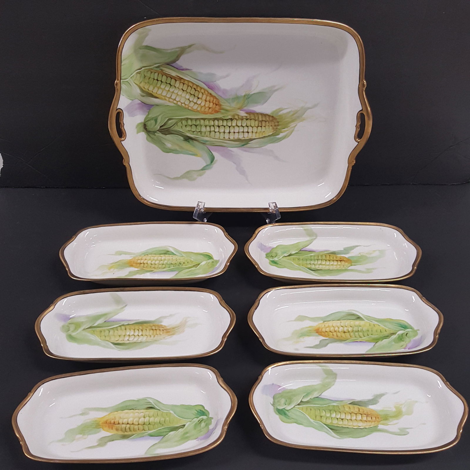 Hand Painted PORCELAIN CORN SET (1 of 8)