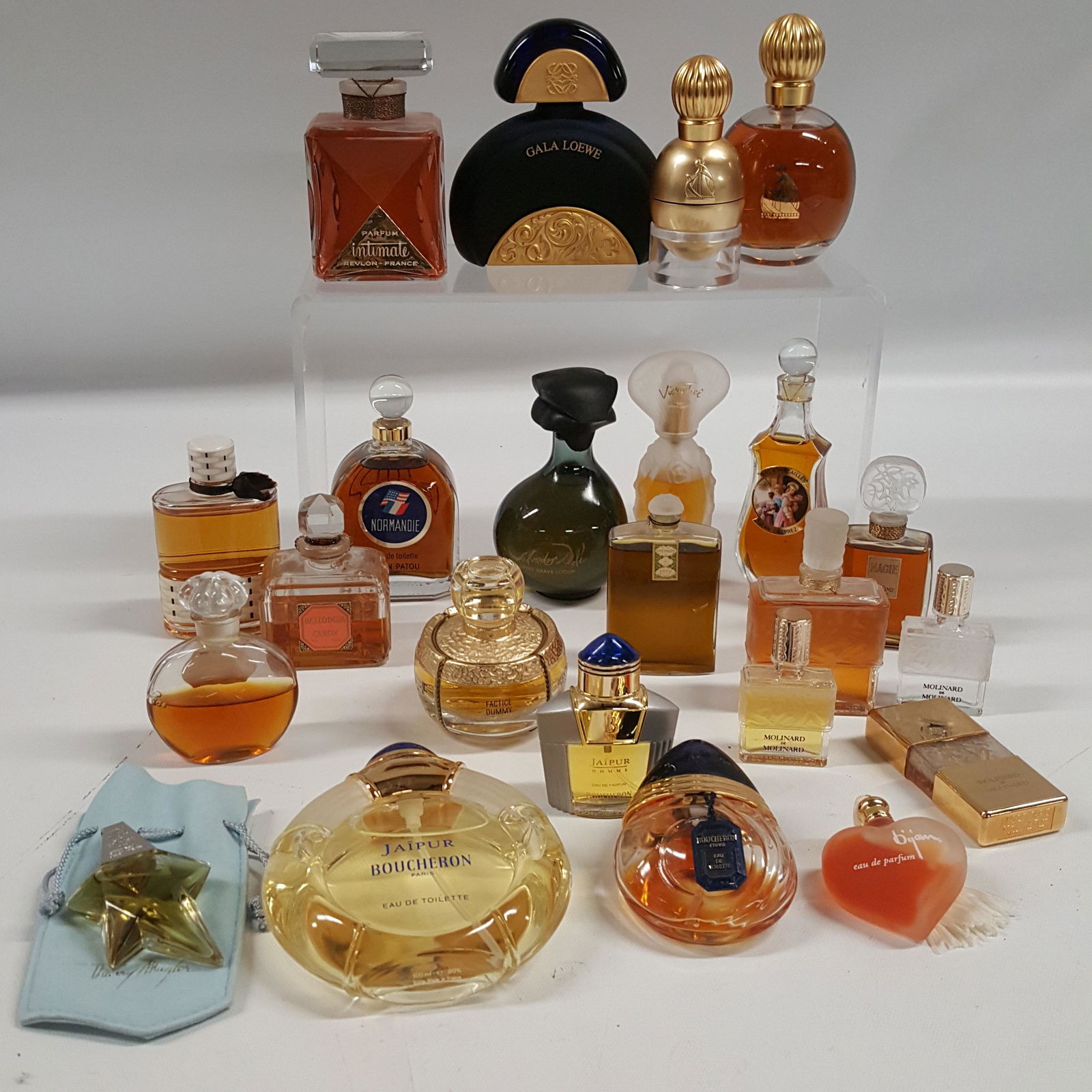 Collection Molinard Lalique other PERFUME BOTTLES: Collection Molinard Lalique other PERFUME BOTTLES, Bijan, Jaipur, Magie Lancome, Thierry Mugler, Gala Loewe,