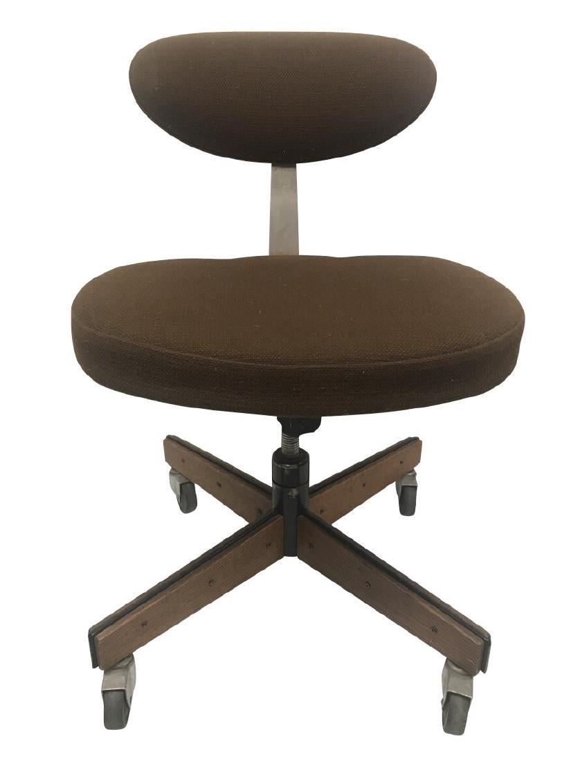 Jens Risom Walnut and Steel Upholstered Office Chair (1 of 8)