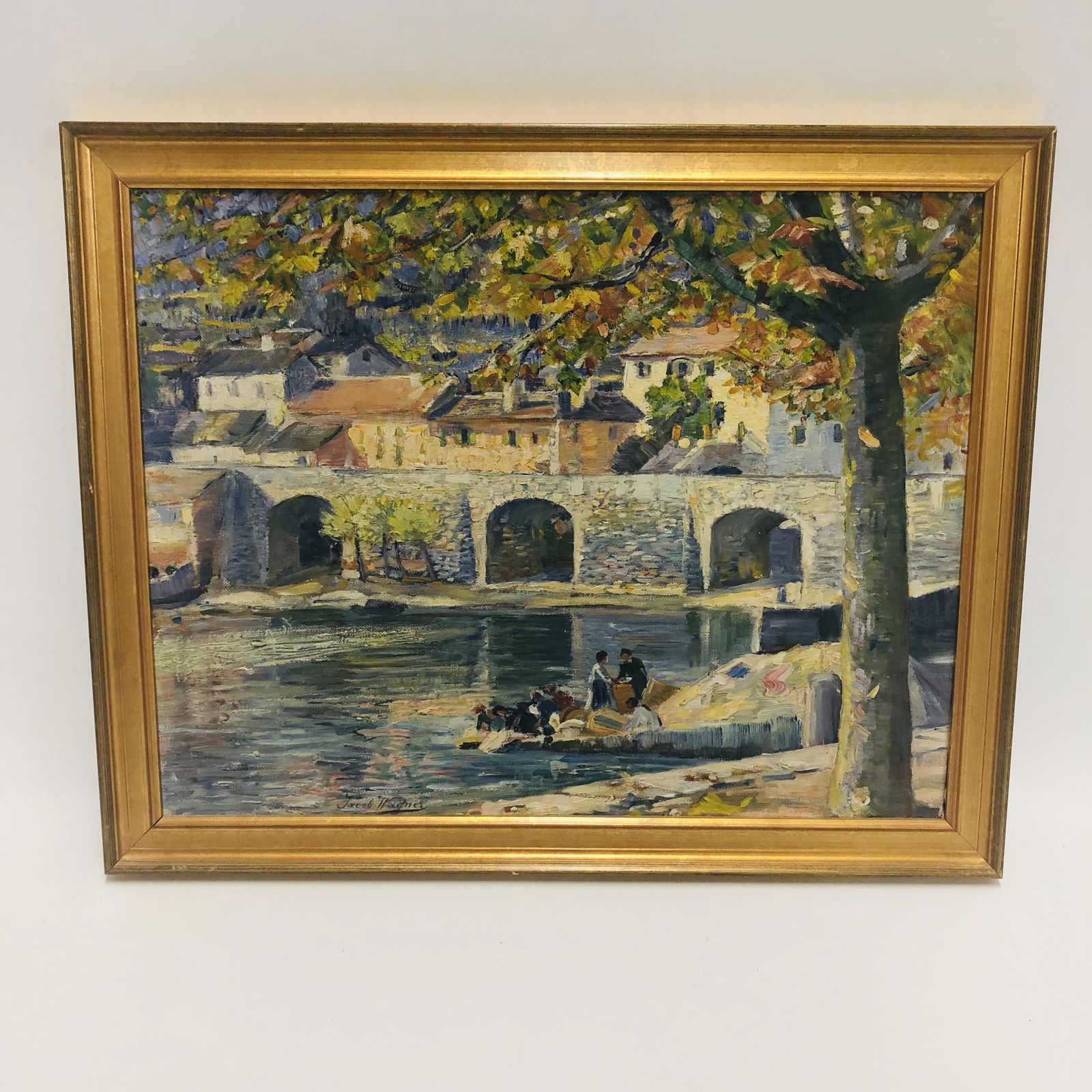 framed oil on canvas, Jacob Wagner mid 20th century (1 of 9)