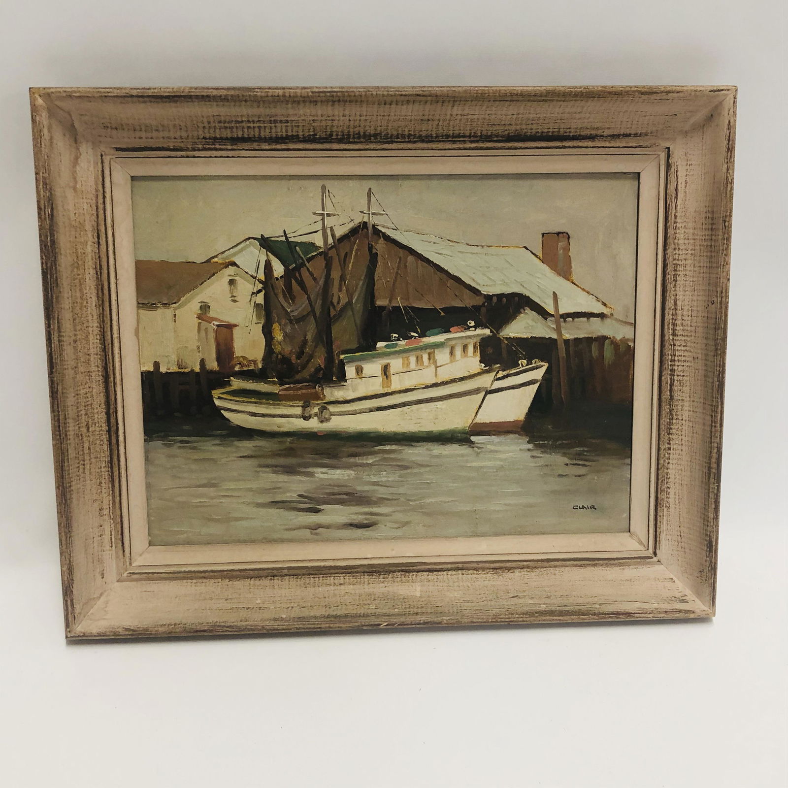 Lobster boats  in Cape Cod harbor signed Clair (1 of 6)