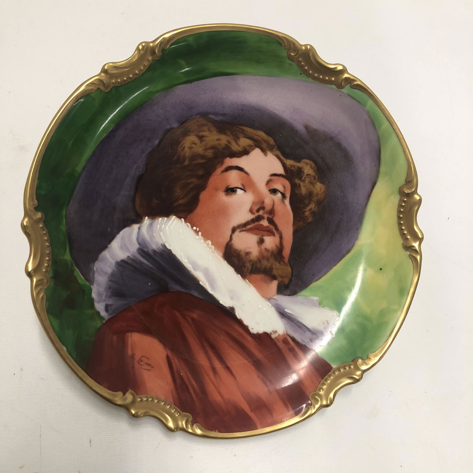 Limoges portrait plate artist signed, Coronet France (1 of 4)