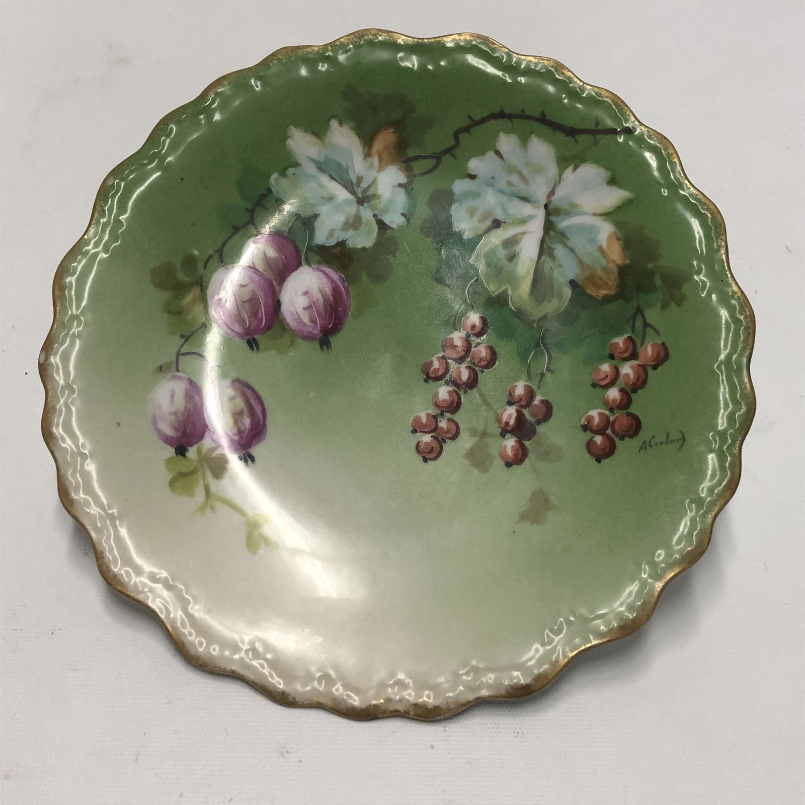 Hand painted Limoges plate, artist signed gilt (1 of 5)