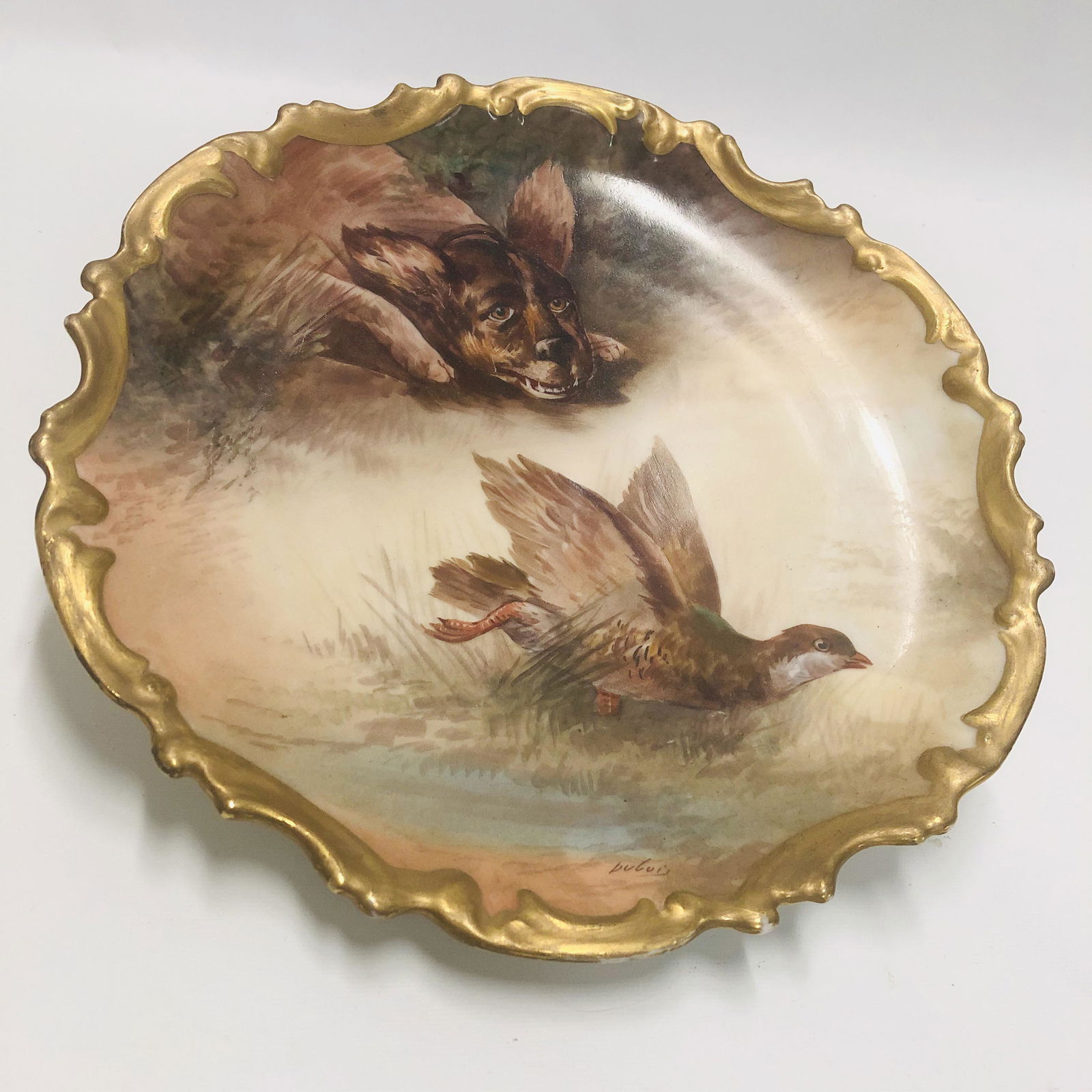 Limoges Wild Boar and Game Bird Plate, artist signed (1 of 7)