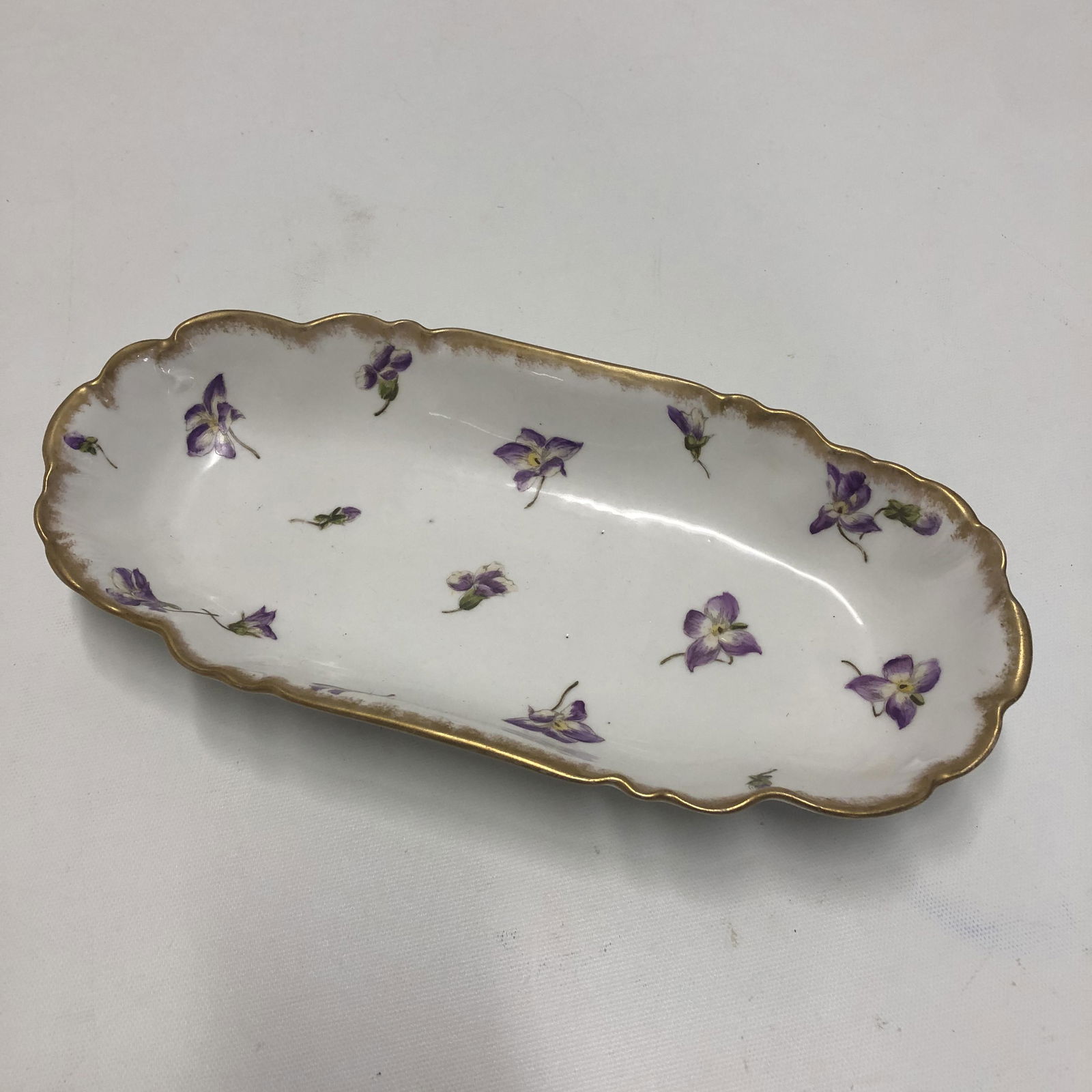 Limoges vegetable dish, oval, floral decorated (1 of 3)
